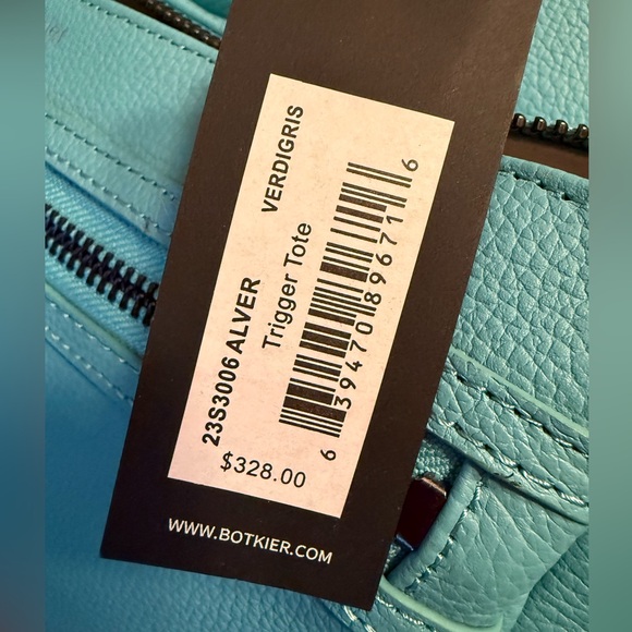 Botkier NWT Beautiful Aqua Teal 2 Shoulder Handle Leather Bag Purse (P100) - Picture 7 of 10